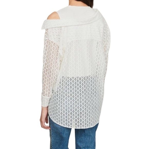 Maje Lalina Asymmetric Lace Top Trompe Oeil Blanc - Picture 9 of 9